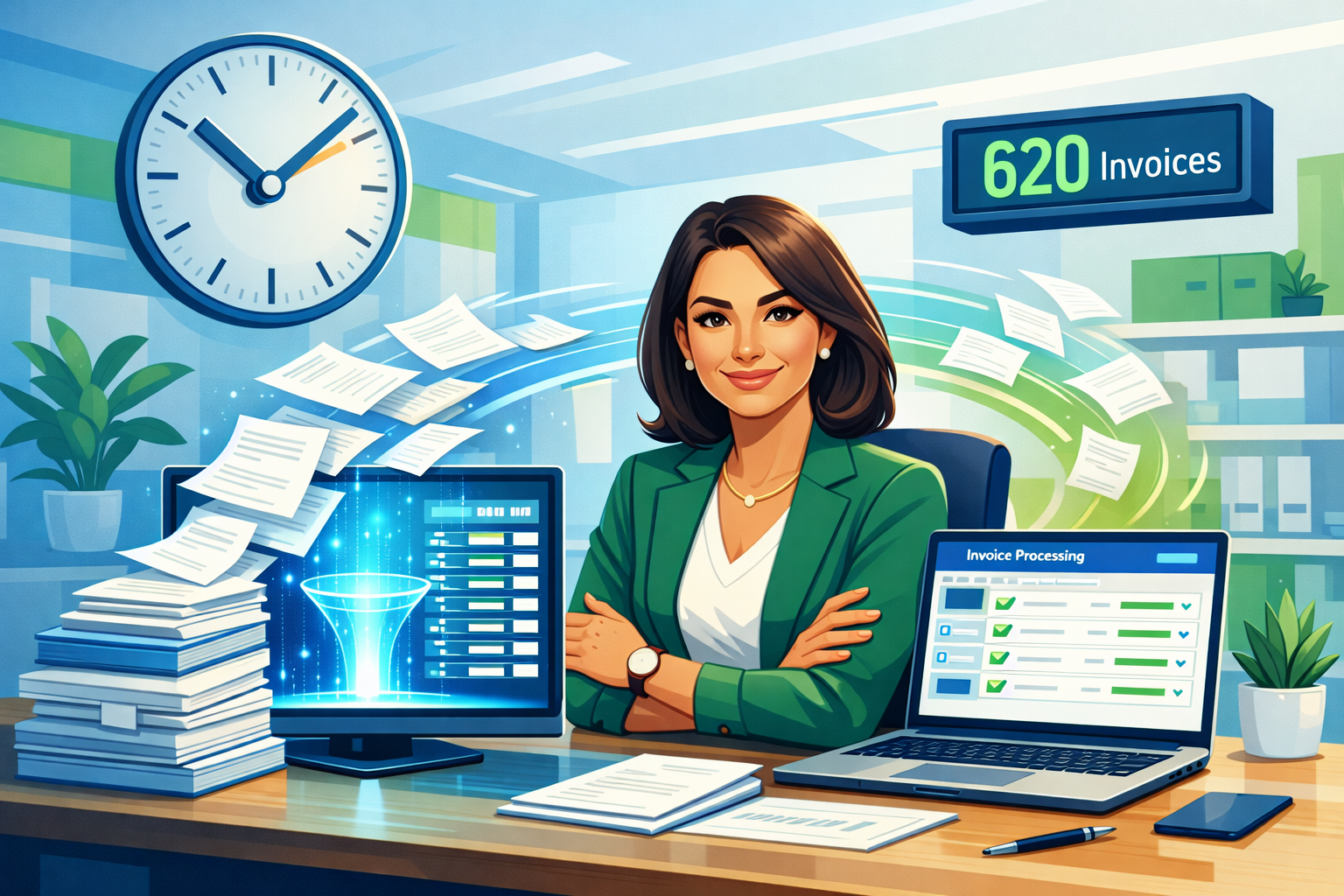 Счетоводна кантора с AI автоматизация — 620 фактури за 20 минути